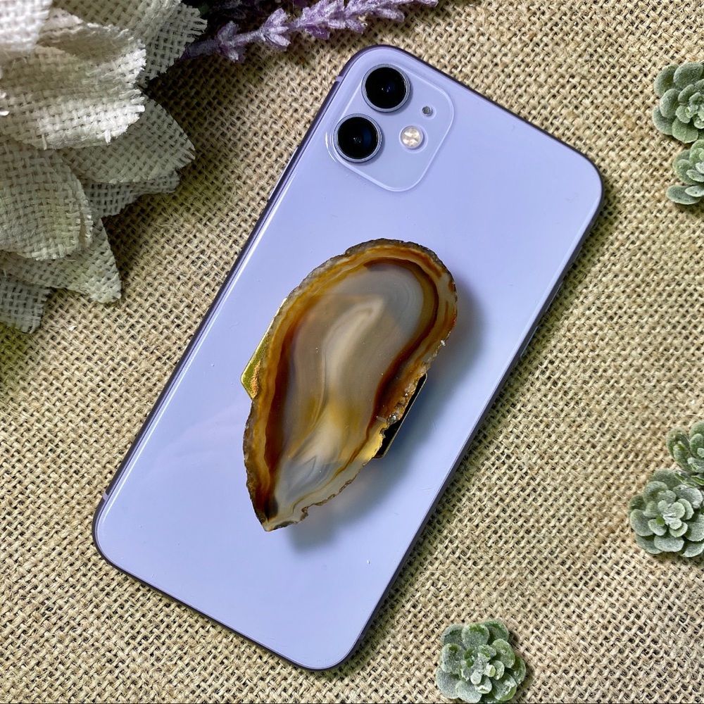 NEW Caramel Agate Phone Grip Natural Stone OOAK